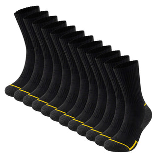 Mens 12 Pack Premium Cotton Blend Yellow Stripe Work Socks